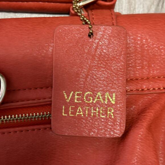 Large Vegan Leather Burnt Orange Tote Bag Laptop Bag MMS Design Studio - Picture 4 of 7